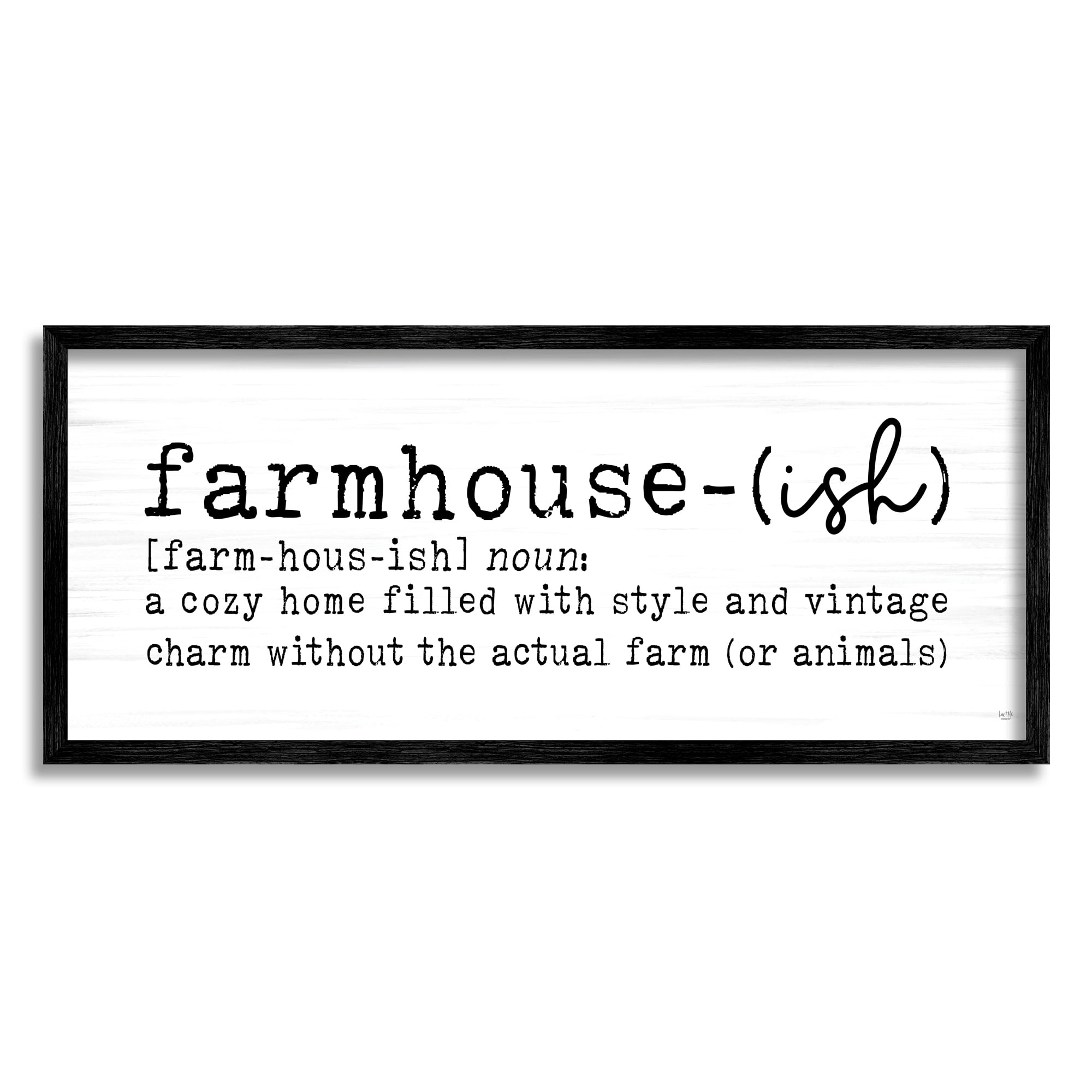 Stupell Industries Farmhouse-Ish Playful Definition Sign Birch Pattern Graphic Art Black Framed Art Print Wall Art, Design by Lux + Me Designs