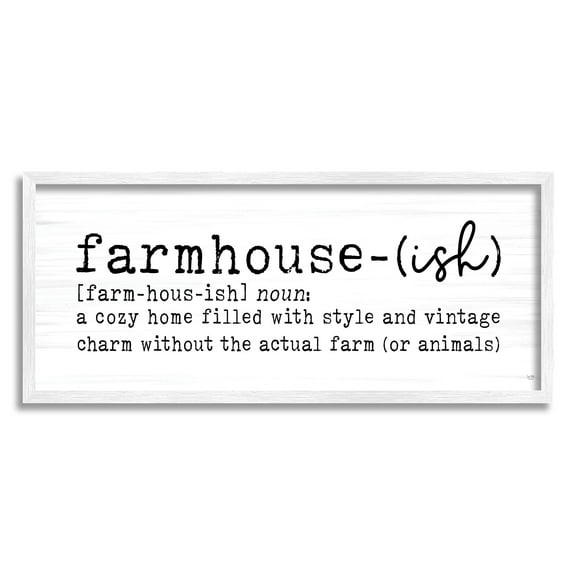 Stupell Industries Farmhouse-Ish Playful Definition Sign Birch Pattern Graphic Art White Framed Art Print Wall Art, Design by Lux + Me Designs