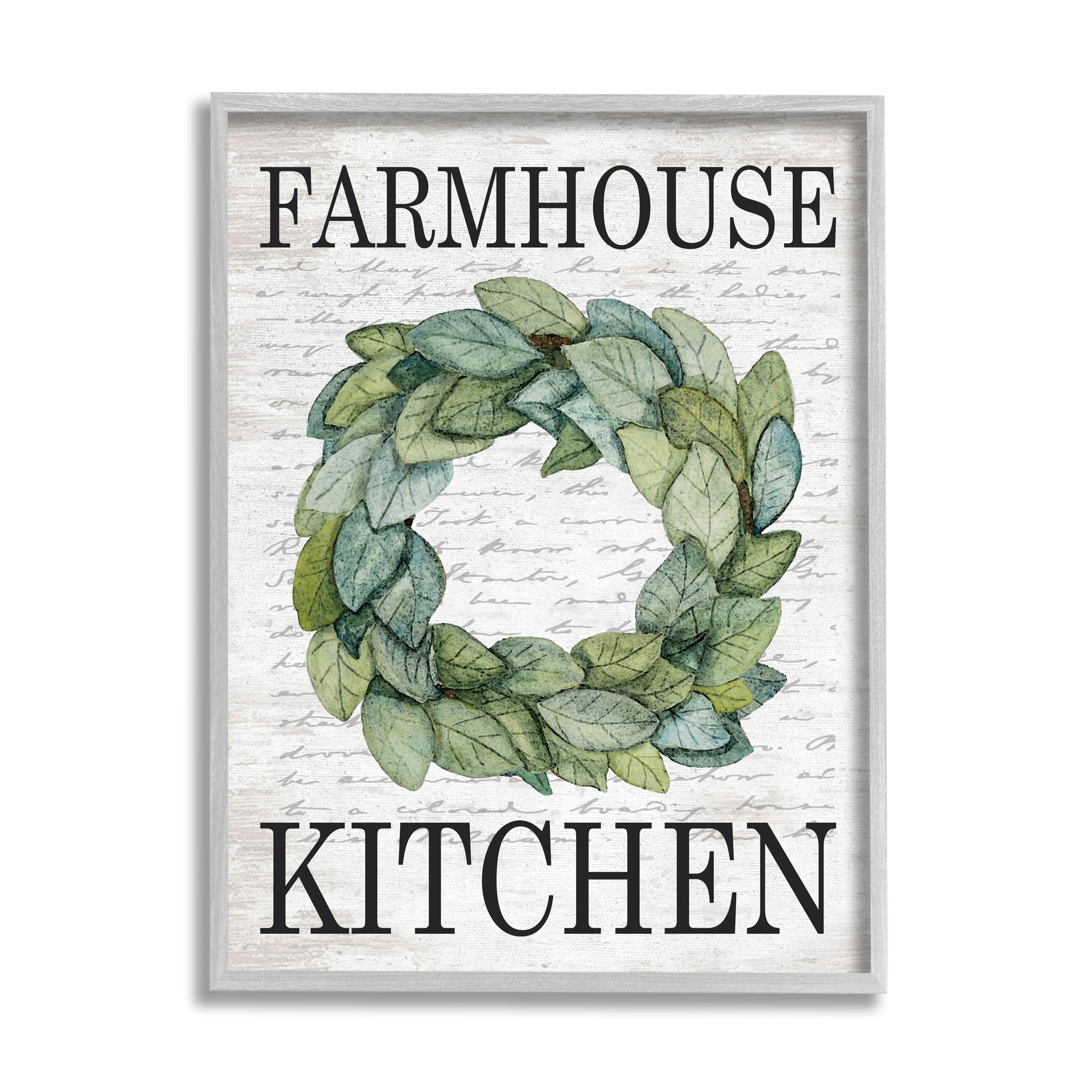 Stupell Industries Farmhouse Kitchen Phrase Tree Leaf Wreath Soft Script, 16 x 20, Design by Lettered and Lined