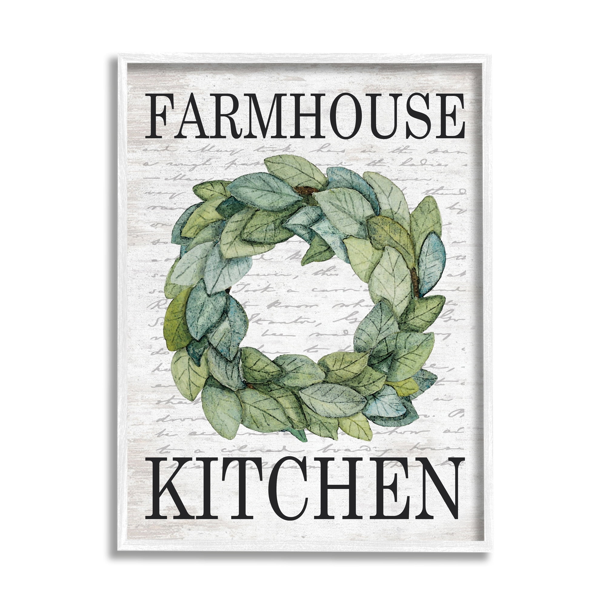 Stupell Industries Farmhouse Kitchen Phrase Tree Leaf Wreath Soft Script, 24 x 30, Design by Lettered and Lined