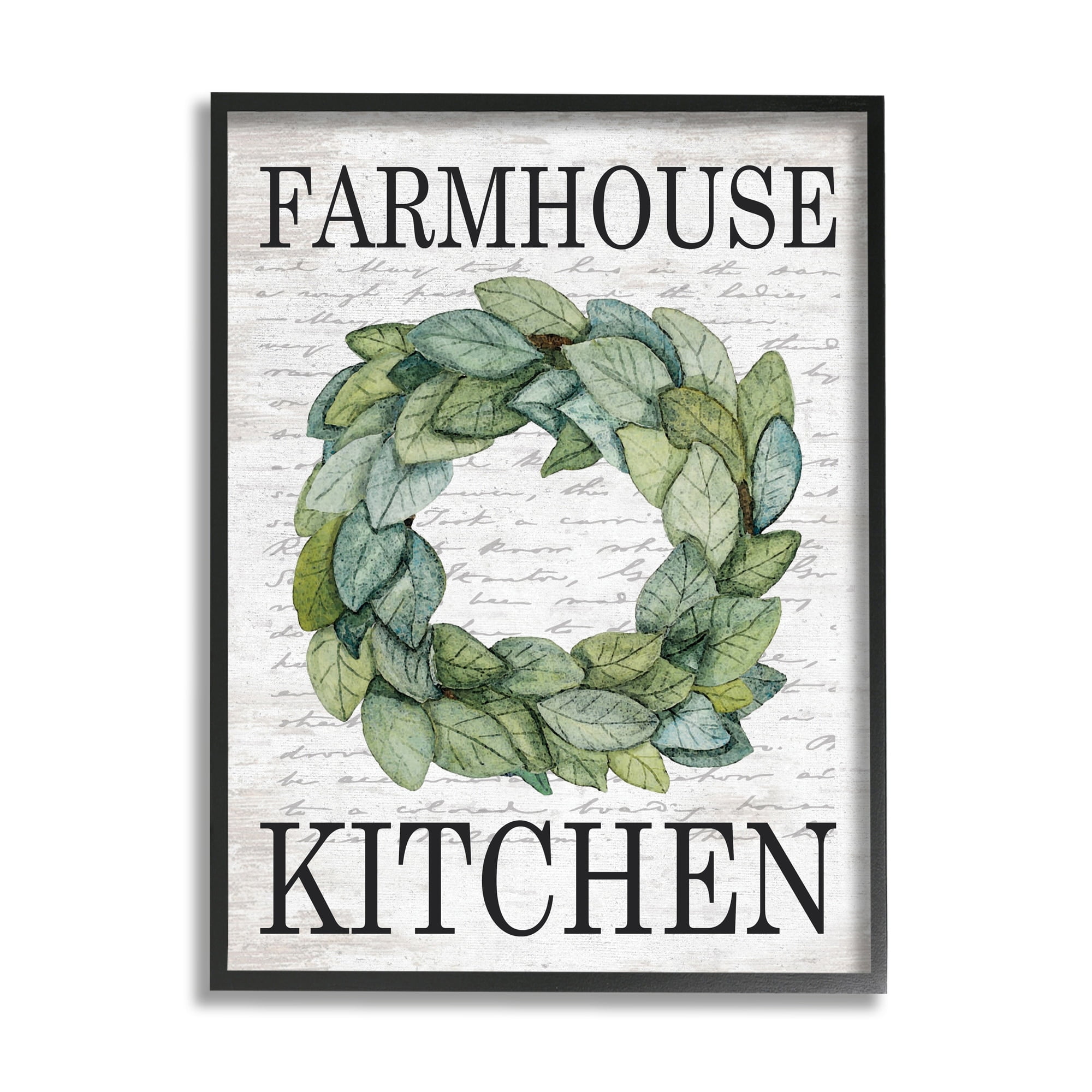 Stupell Industries Farmhouse Kitchen Phrase Tree Leaf Wreath Soft Script, 24 x 30, Design by Lettered and Lined