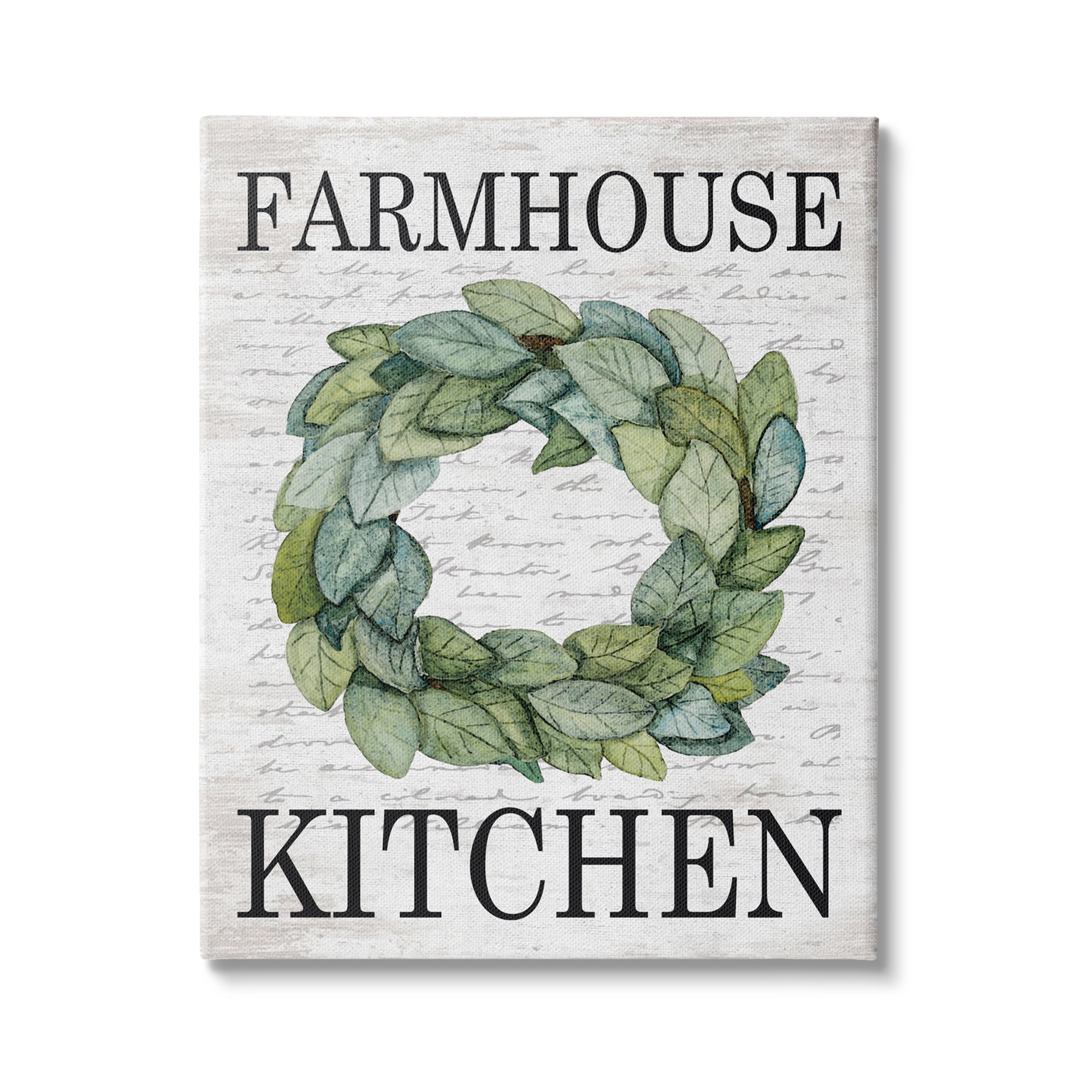 Stupell Industries Farmhouse Kitchen Phrase Tree Leaf Wreath Soft Script, 36 x 48, Design by Lettered and Lined