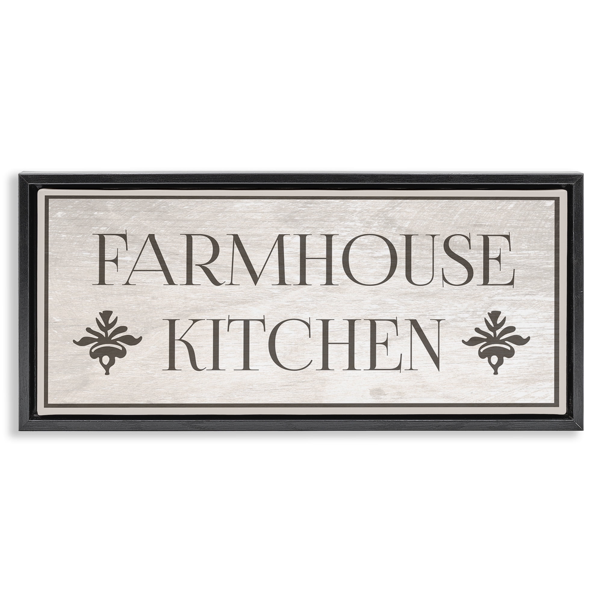 Stupell Industries Farmhouse Kitchen Typography Typography Painting Black Floater Framed Canvas Art Print Wall Art, 25 x 11