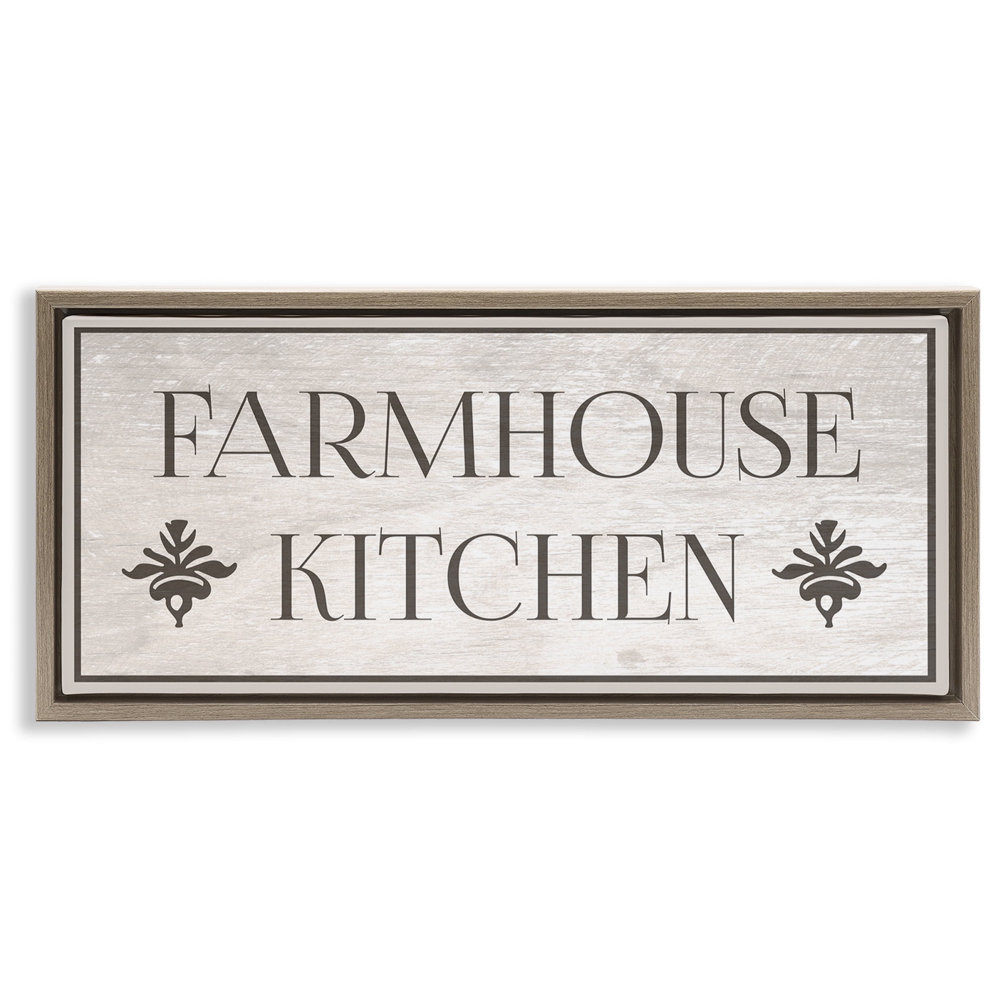 Stupell Industries Farmhouse Kitchen Typography Typography Painting Brown Floater Framed Canvas Art Print Wall Art, 25 x 11