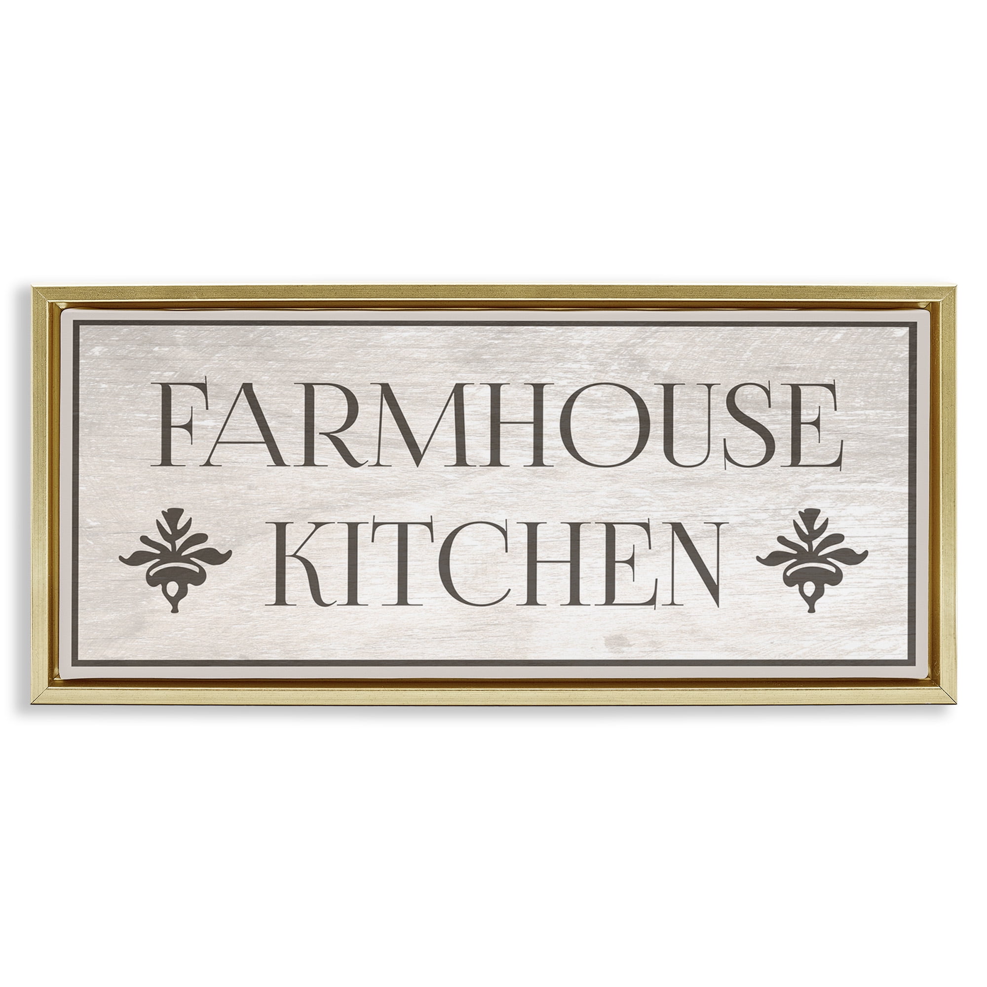 Stupell Industries Farmhouse Kitchen Typography Typography Painting Gold Floater Framed Canvas Art Print Wall Art, 25 x 11