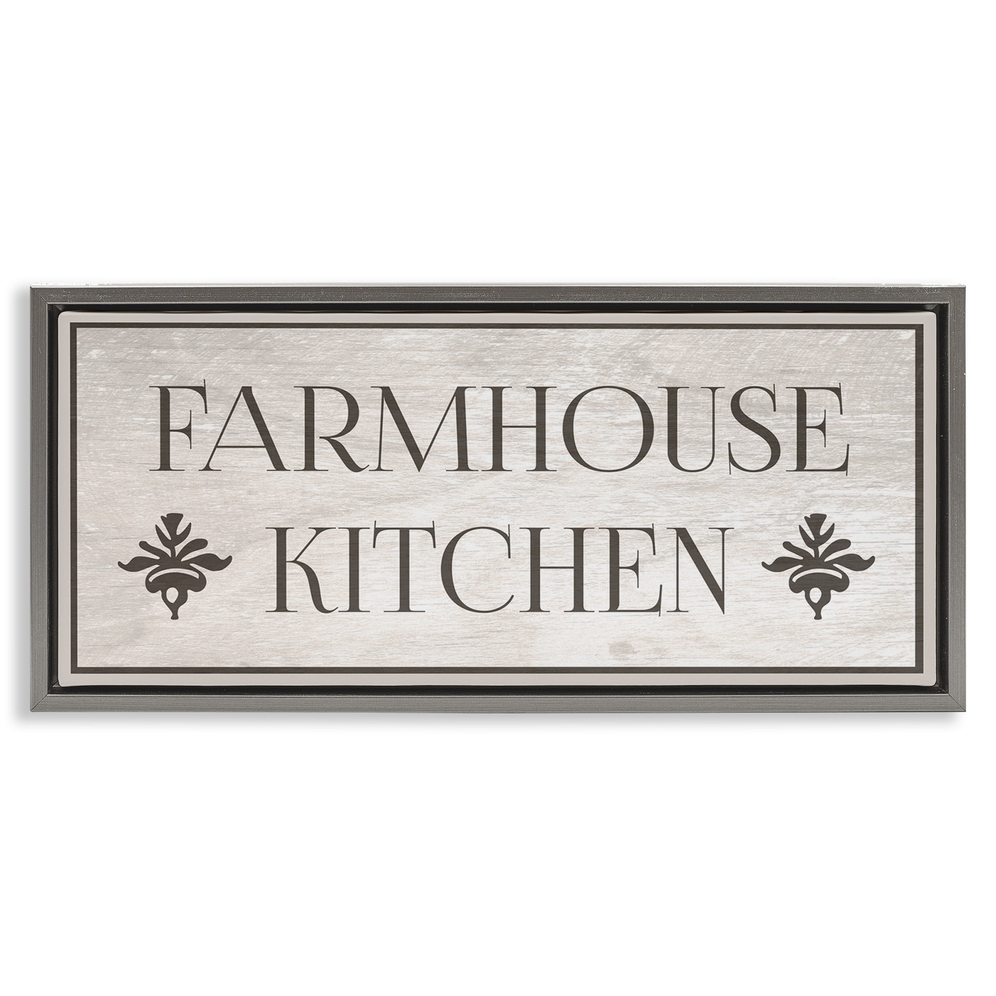 Stupell Industries Farmhouse Kitchen Typography Typography Painting Gray Floater Framed Canvas Art Print Wall Art, 31 x 14