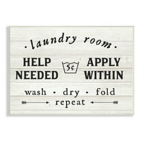 Stupell Industries Farmhouse Laundry Room Help Wanted Sign Rustic Pattern Typography Painting Unframed Art Print Wall Art, 10 x 15