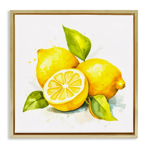 Stupell Industries Farmhouse Lemon Harvest Fruits Gold Floating Frame Canvas Art, 25 x 25, by Andrea Haase