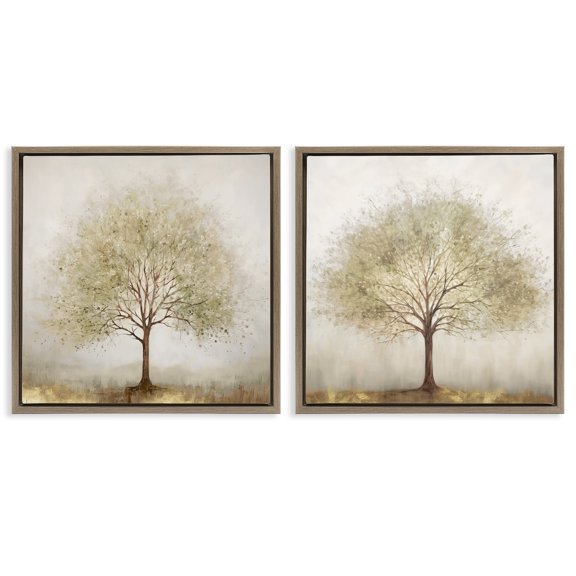 Stupell Industries Farmhouse Lone Trees in Nature Brown 2pc Floating Frame Art Set, 25 x 25 each, by Irena Orlov