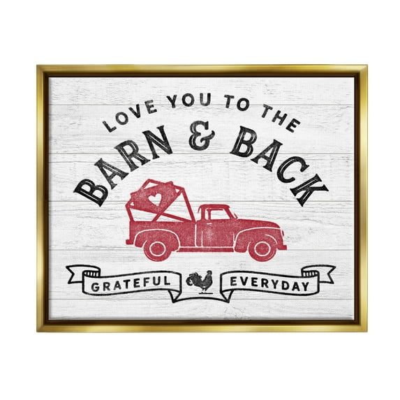 Stupell Industries Farmhouse Love You Phrase Inspirational Painting Gold Floater Framed Art Print Wall Art, 31 x 25