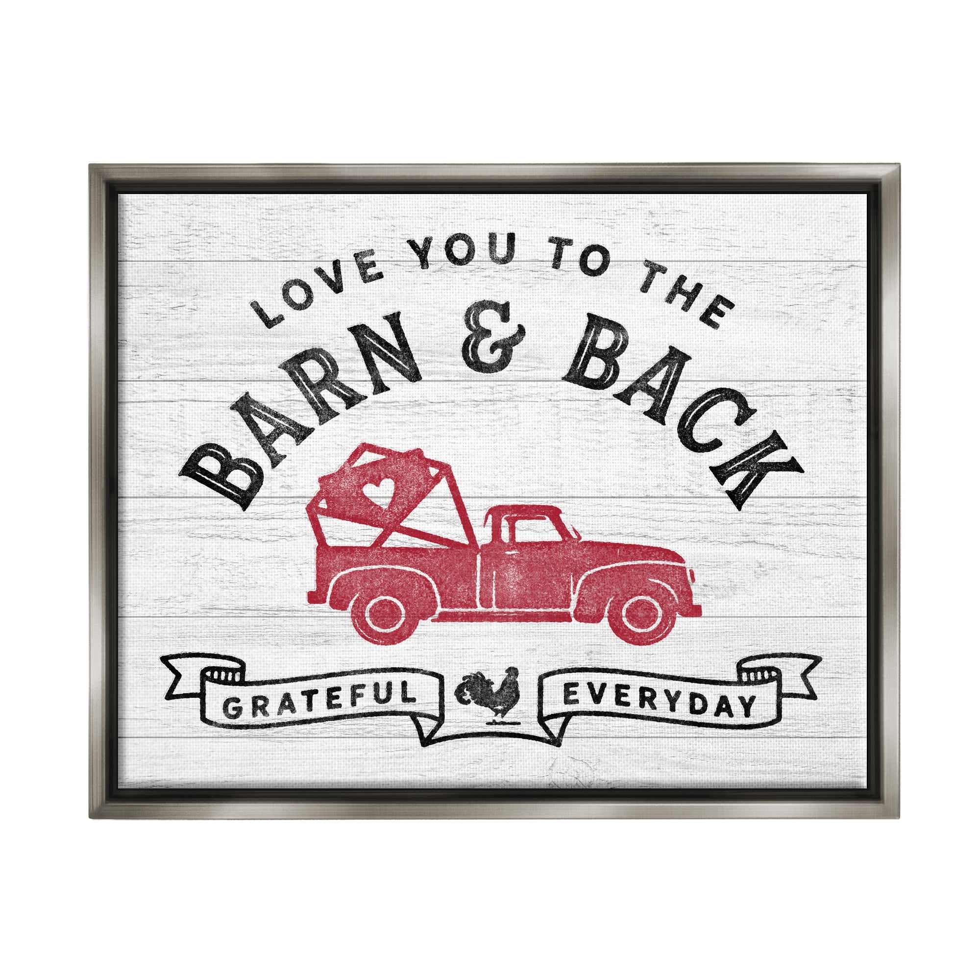 Stupell Industries Farmhouse Love You Phrase Inspirational Painting Gray Floater Framed Art Print Wall Art, 21 x 17