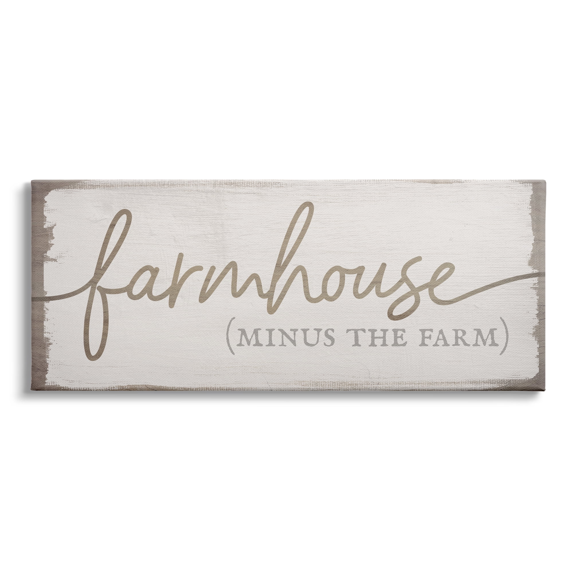 Stupell Industries Farmhouse Minus the Farm Sign Rustic Country Text, 24 x 10, Design by Daphne Polselli