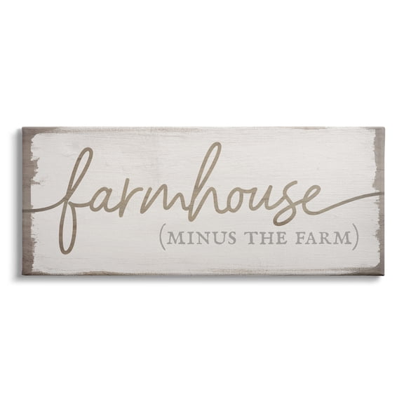 Stupell Industries Farmhouse Minus the Farm Sign Rustic Country Text, 30 x 13, Design by Daphne Polselli