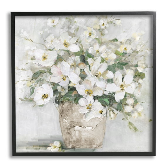 Stupell Industries Farmhouse Poppies Floral Blossom Bouquet Country Bucket, 12 x 12, Design by Sally Swatland