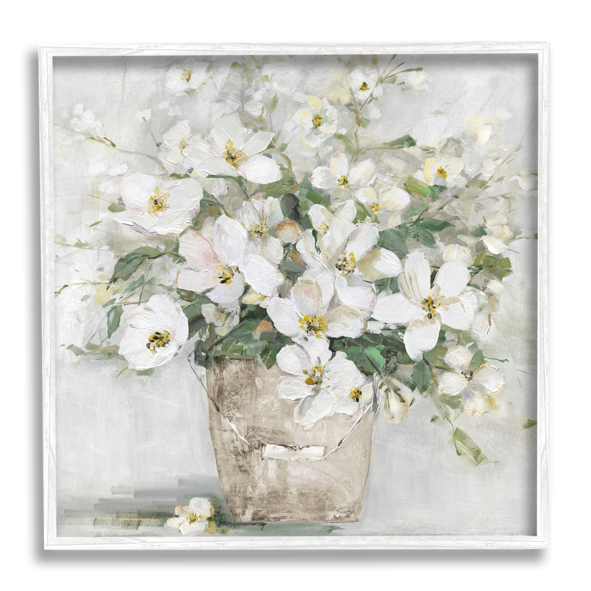 Stupell Industries Farmhouse Poppies Floral Blossom Bouquet Country Bucket, 17 x 17, Design by Sally Swatland