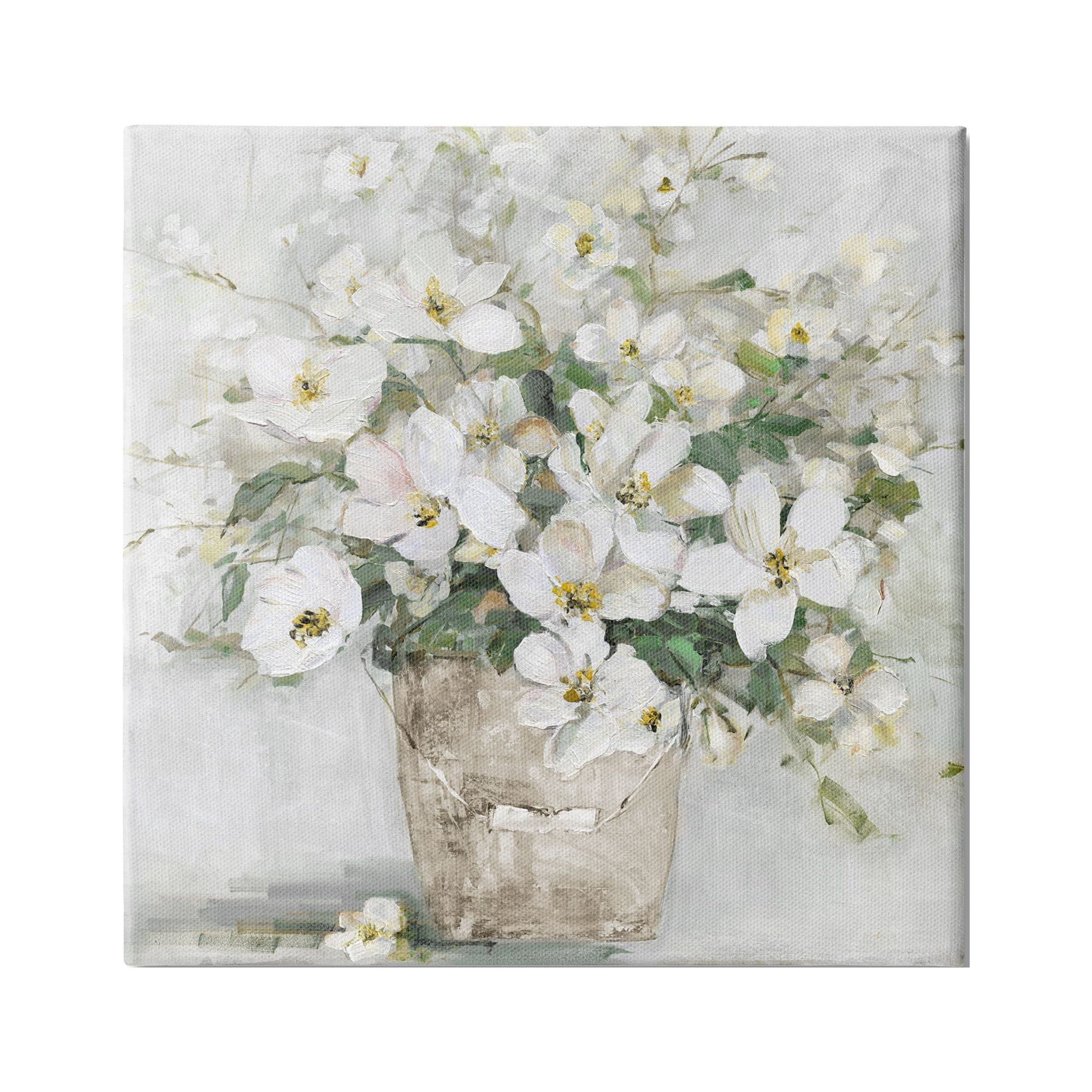 Stupell Industries Farmhouse Poppies Floral Blossom Bouquet Country Bucket, 17 x 17, Design by Sally Swatland