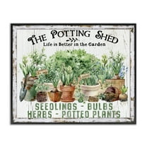 Stupell Industries Farmhouse Potting Shed Plants & Flowers Painting Black Framed Art Print Wall Art, 14 x 11