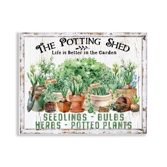 Stupell Industries Farmhouse Potting Shed Plants & Flowers Painting Unframed Art Print Wall Art, 14 x 11