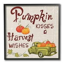 Stupell Industries Farmhouse Pumpkin Kisses Holiday Painting Black Framed Art Print Wall Art, 12 x 12