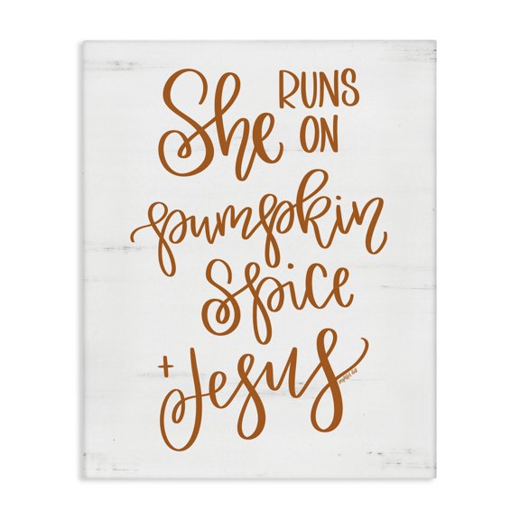 Stupell Industries Farmhouse Pumpkin Spice & Jesus Endearing Fall Typography Script Canvas Art, 36 x 48, by Imperfect Dust