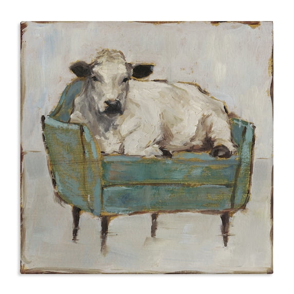Stupell Industries Farmhouse Relaxing Cattle on Couch Canvas Art, 36 x 36, by Ethan Harper
