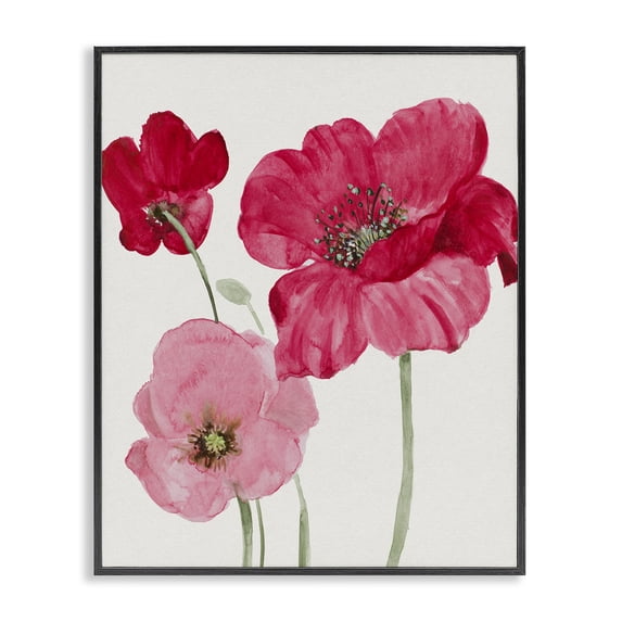 Stupell Industries Farmhouse Romantic Red Poppies Trio Black Framed Giclee Art, 11 x 14, by Lanie Loreth