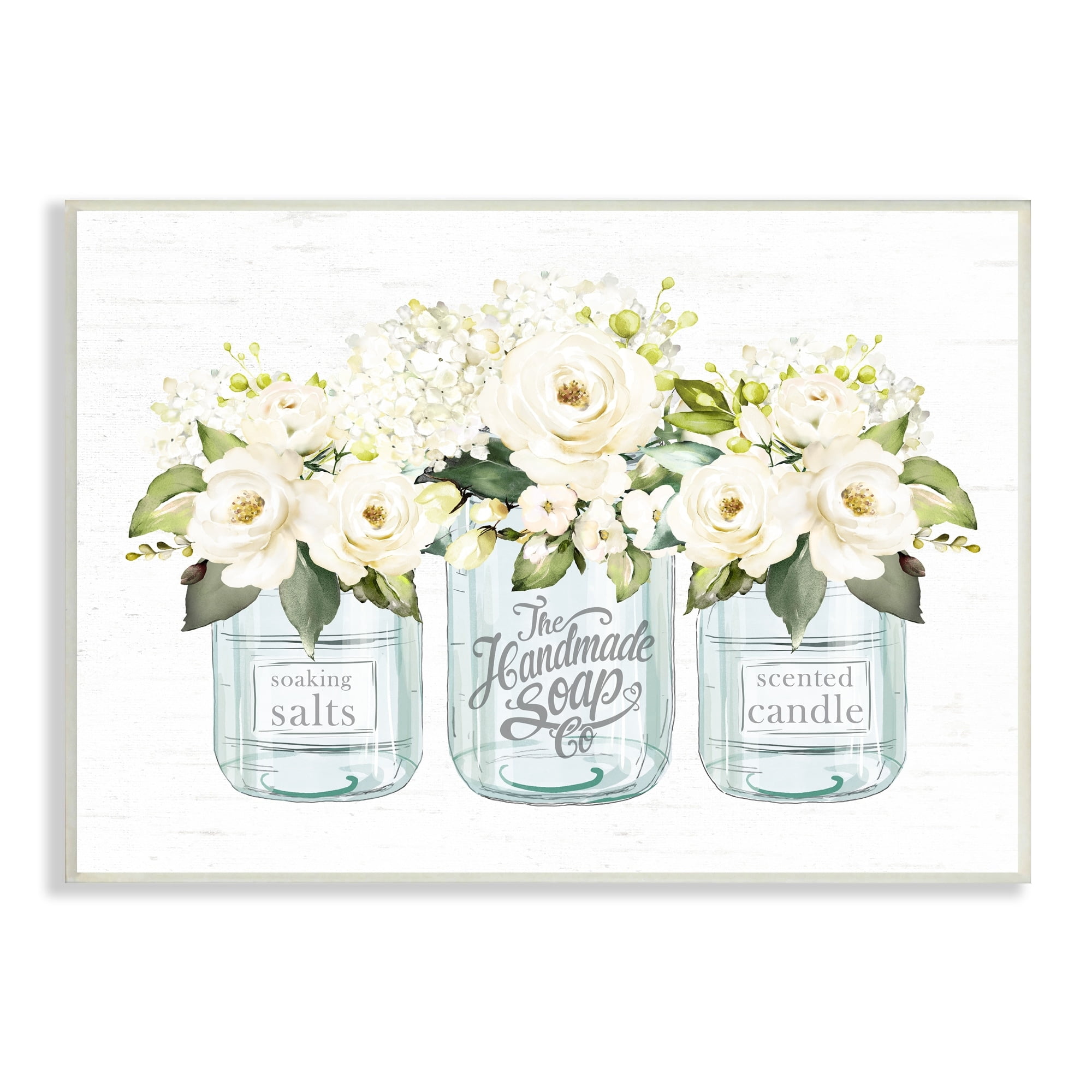 Stupell Industries Farmhouse Rose Blossom Bouquets Varied Country Jars Graphic Art Unframed Art Print Wall Art, Design by Lettered and Lined