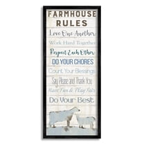 Stupell Industries Farmhouse Rules Heartening Planked List Country Animals Graphic Art Black Framed Art Print Wall Art, Design by Carol Robinson