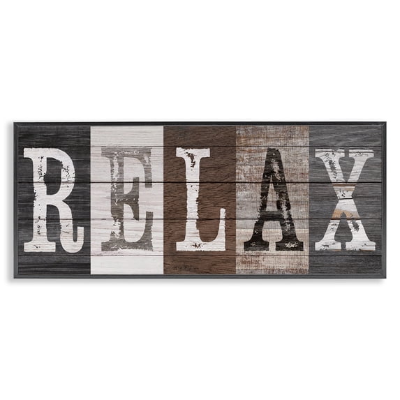 Stupell Industries Farmhouse Rustic Bathroom Relax Letters Black Framed Giclee Art, 30 x 13, by Susan Arnot