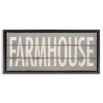 Stupell Industries Farmhouse Rustic Planked Design Typography Painting Black Floater Framed Canvas Art Print Wall Art, 25 x 11