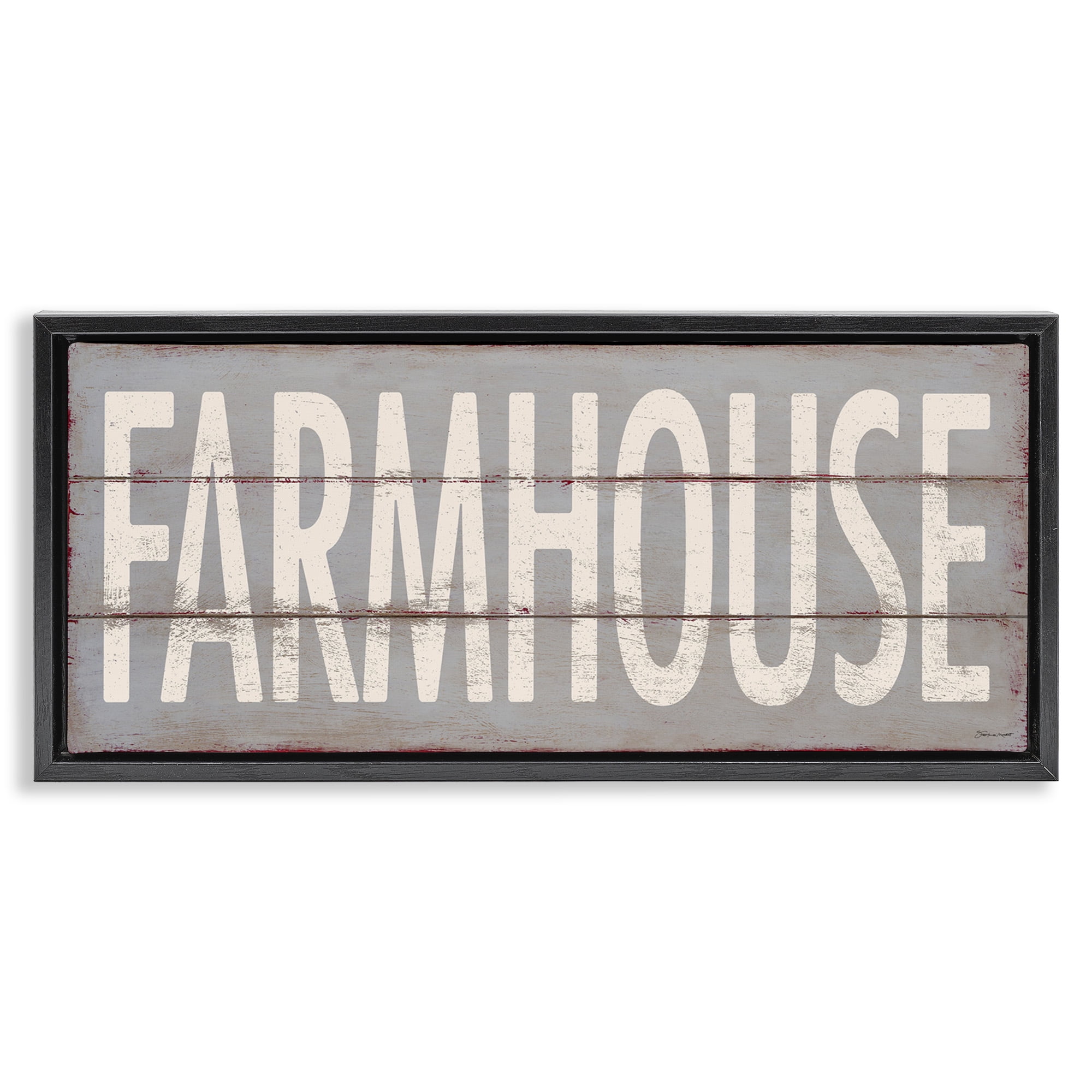 Stupell Industries Farmhouse Rustic Planked Design Typography Painting Black Floater Framed Canvas Art Print Wall Art, 31 x 14