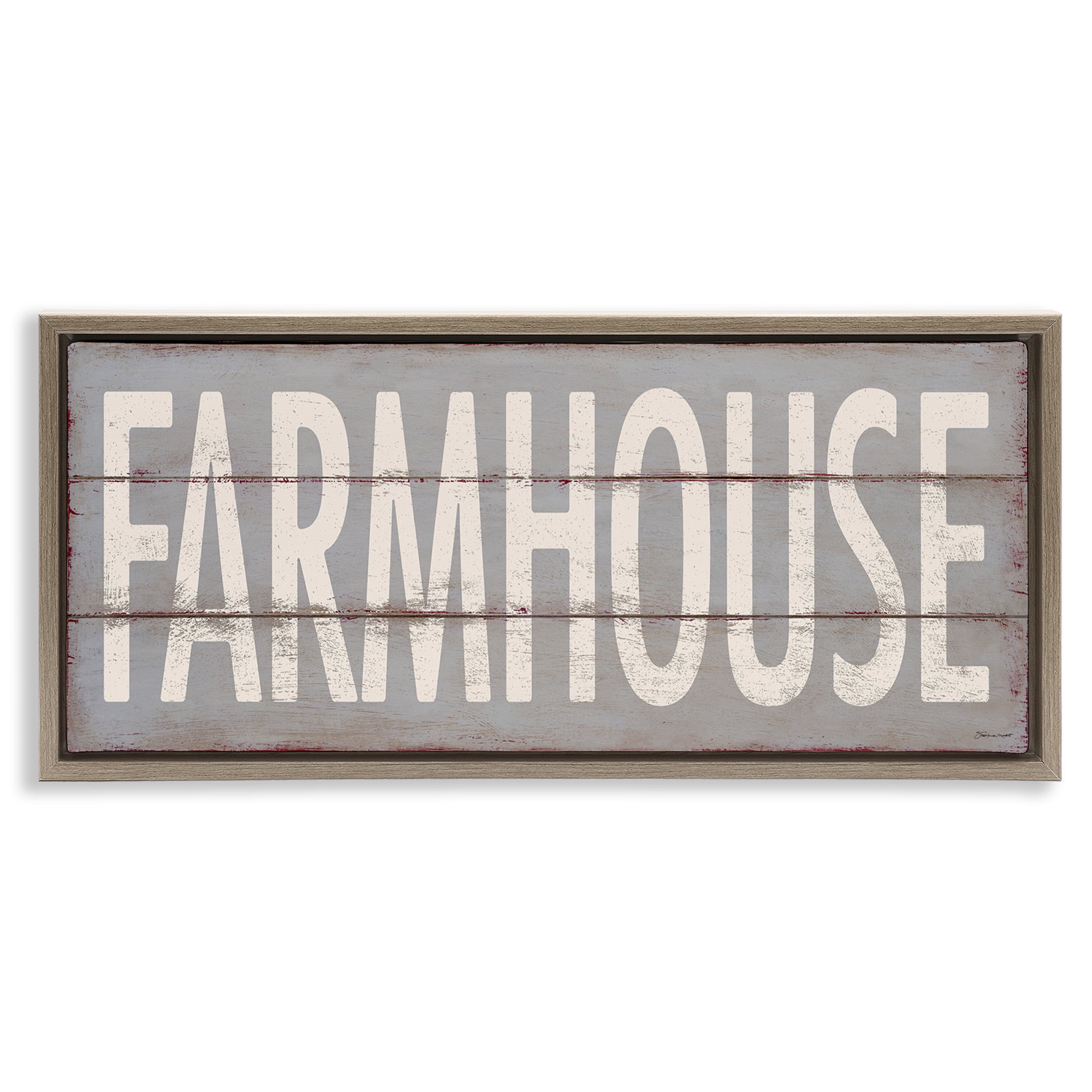 Stupell Industries Farmhouse Rustic Planked Design Typography Painting Brown Floater Framed Canvas Art Print Wall Art, 25 x 11