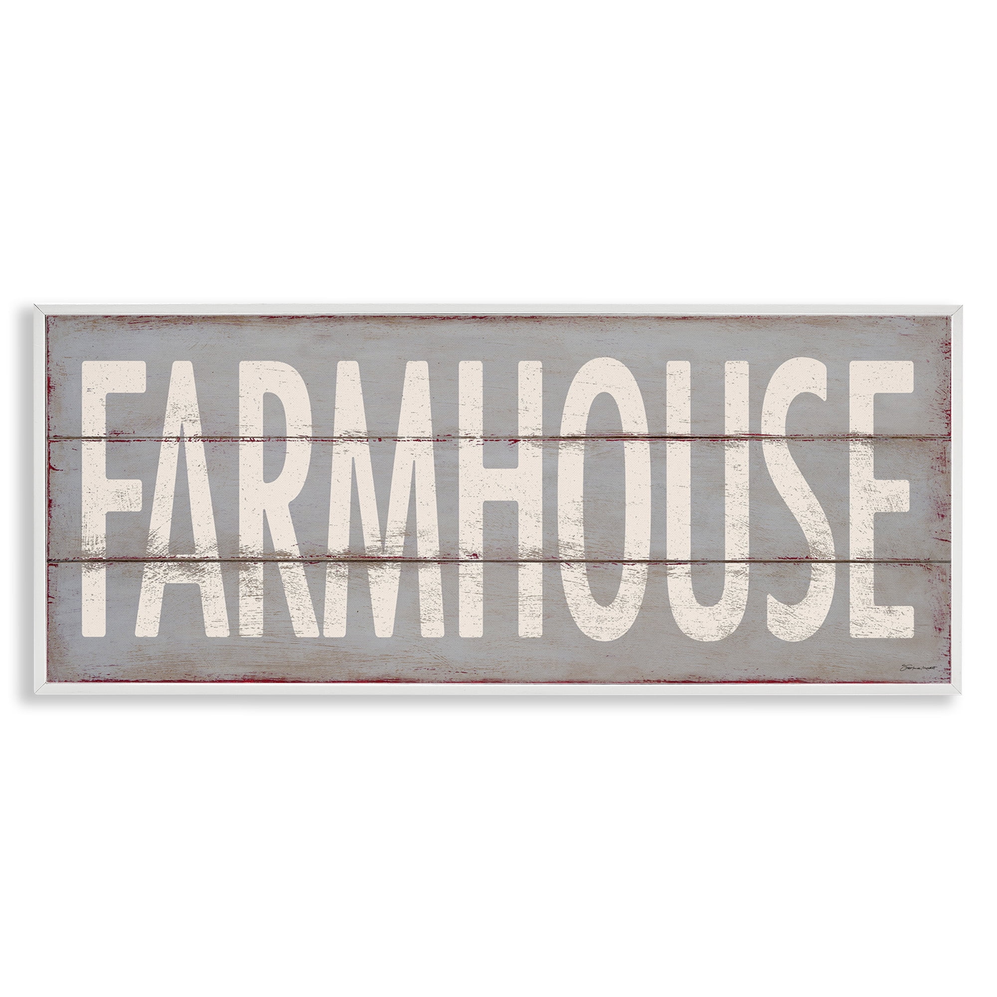 Stupell Industries Farmhouse Rustic Planked Design Typography Painting White Framed Art Print Wall Art, 24 x 10