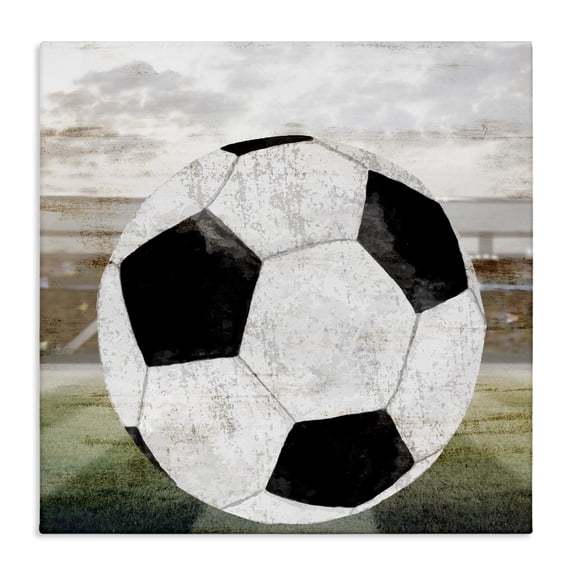 Stupell Industries Farmhouse Rustic Soccer Ball Field Canvas Art, 30 x 30, by Kim Allen