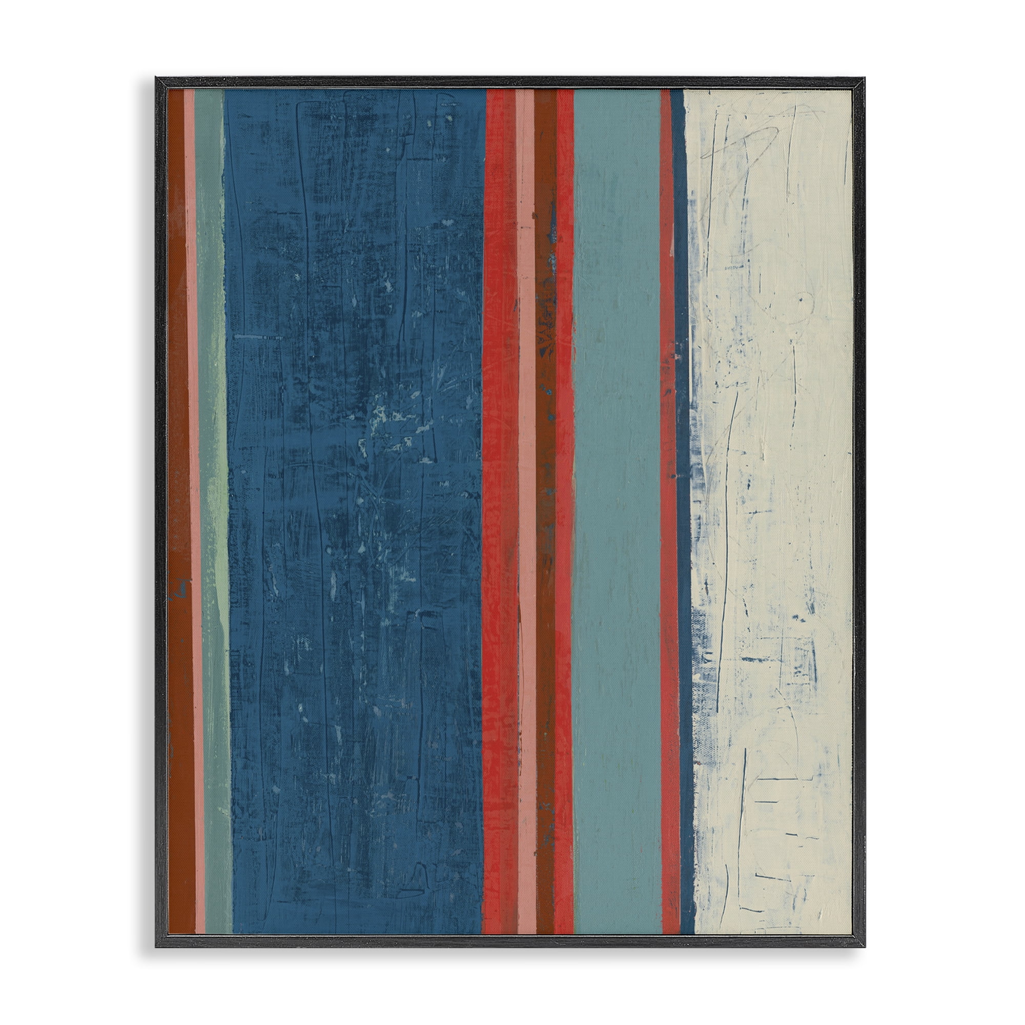 Stupell Industries Farmhouse Rustic Stripes Abstract Painting Black Framed Art Print Wall Art, 11 x 14