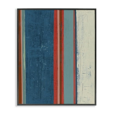 Stupell Industries Farmhouse Rustic Stripes Abstract Painting Black Framed Art Print Wall Art, 11 x 14