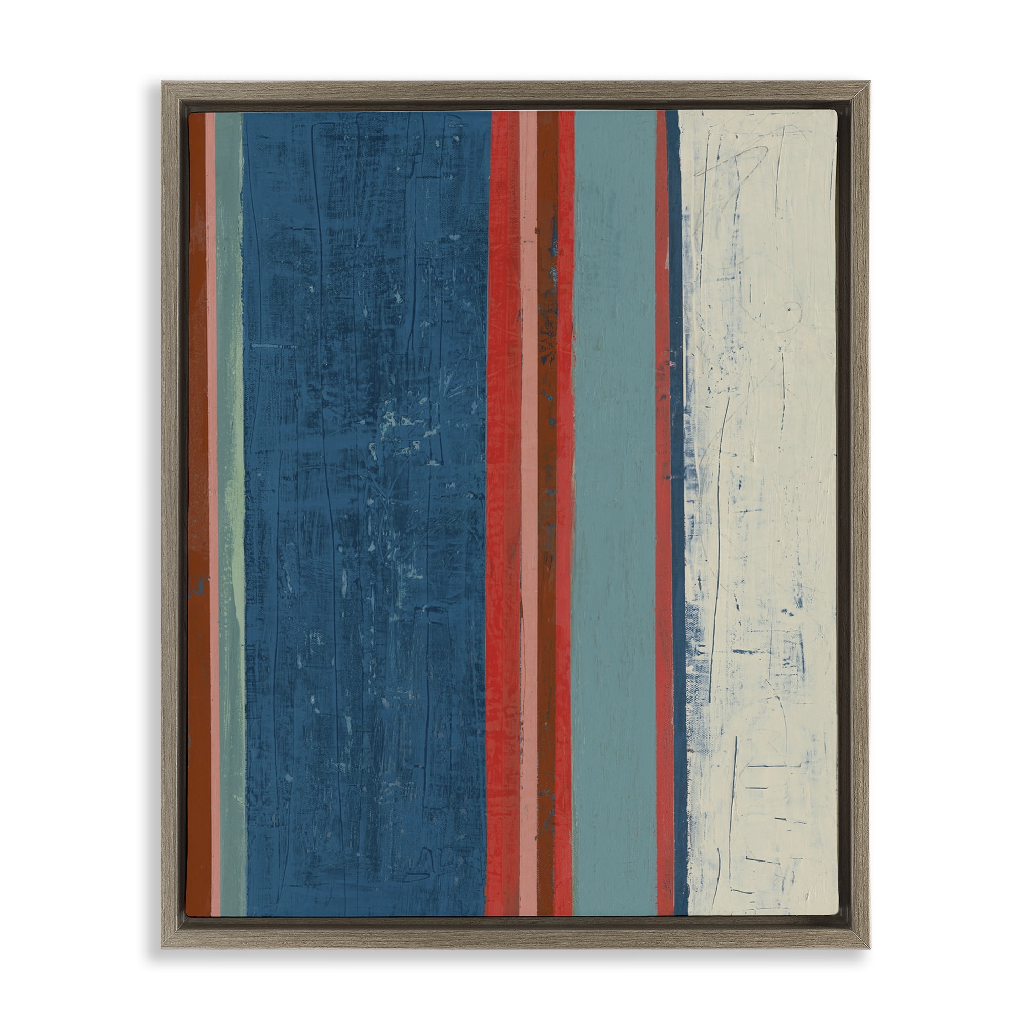 Stupell Industries Farmhouse Rustic Stripes Abstract Painting Brown Floater Framed Canvas Art Print Wall Art, 17 x 21