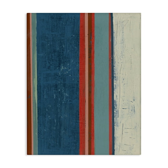 Stupell Industries Farmhouse Rustic Stripes Abstract Painting Gallery Wrapped Canvas Art Print Wall Art, 24 x 30