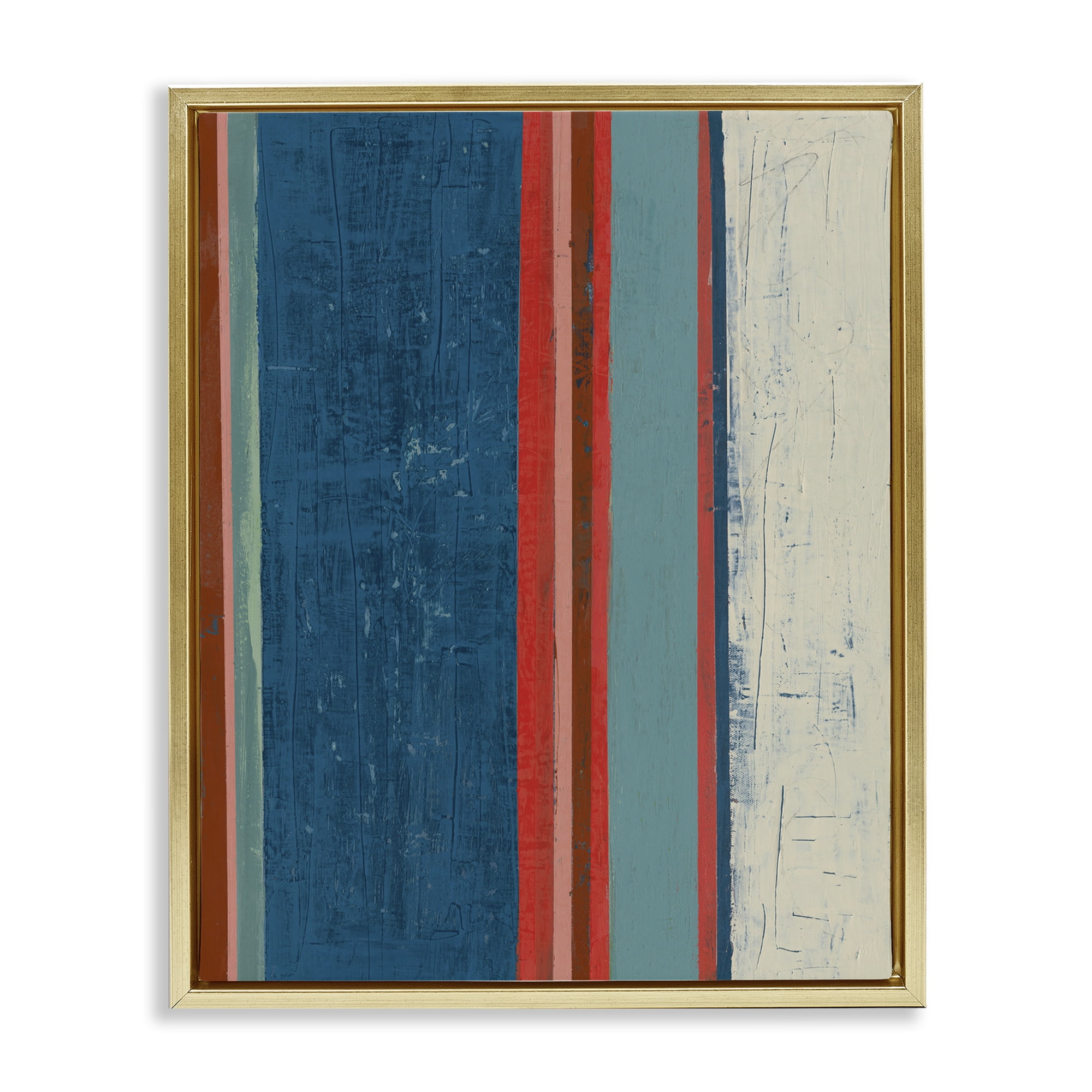 Stupell Industries Farmhouse Rustic Stripes Abstract Painting Gold Floater Framed Canvas Art Print Wall Art, 25 x 31