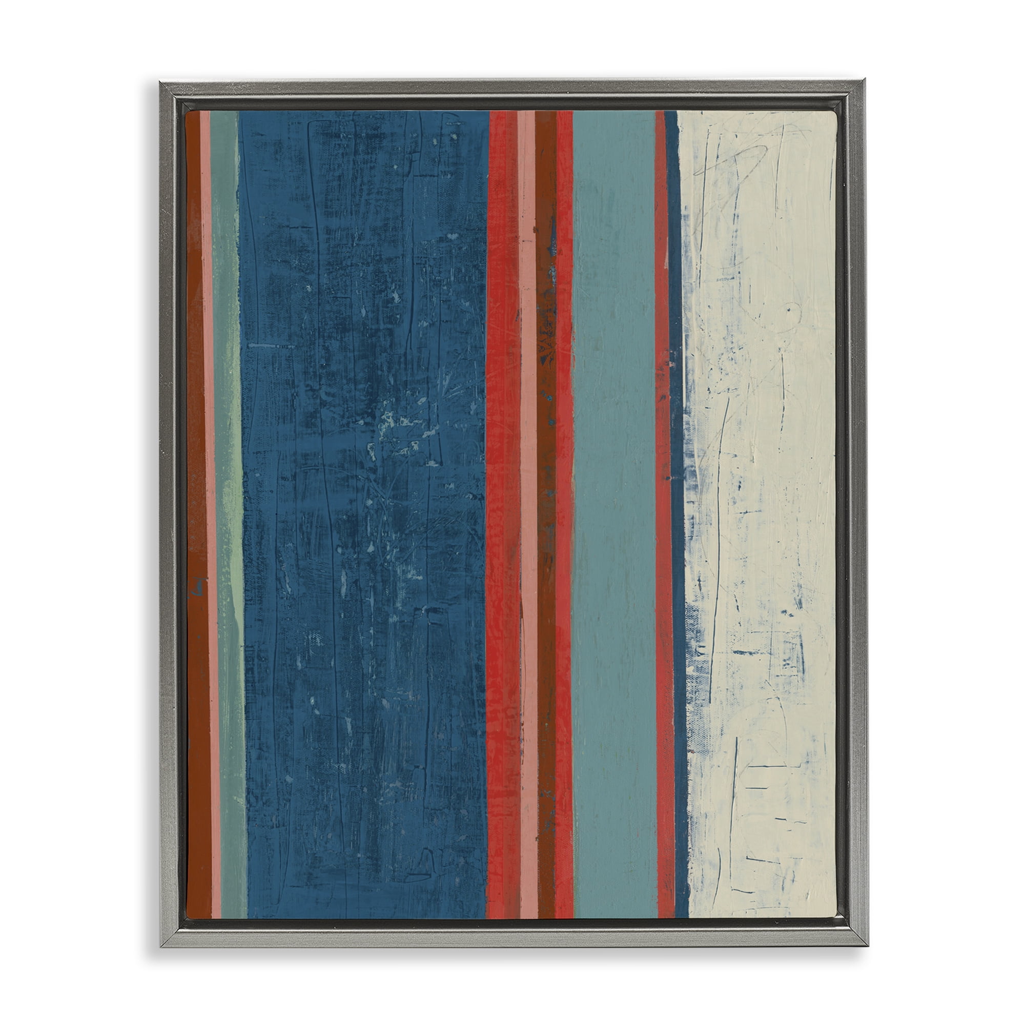 Stupell Industries Farmhouse Rustic Stripes Abstract Painting Gray Floater Framed Canvas Art Print Wall Art, 17 x 21