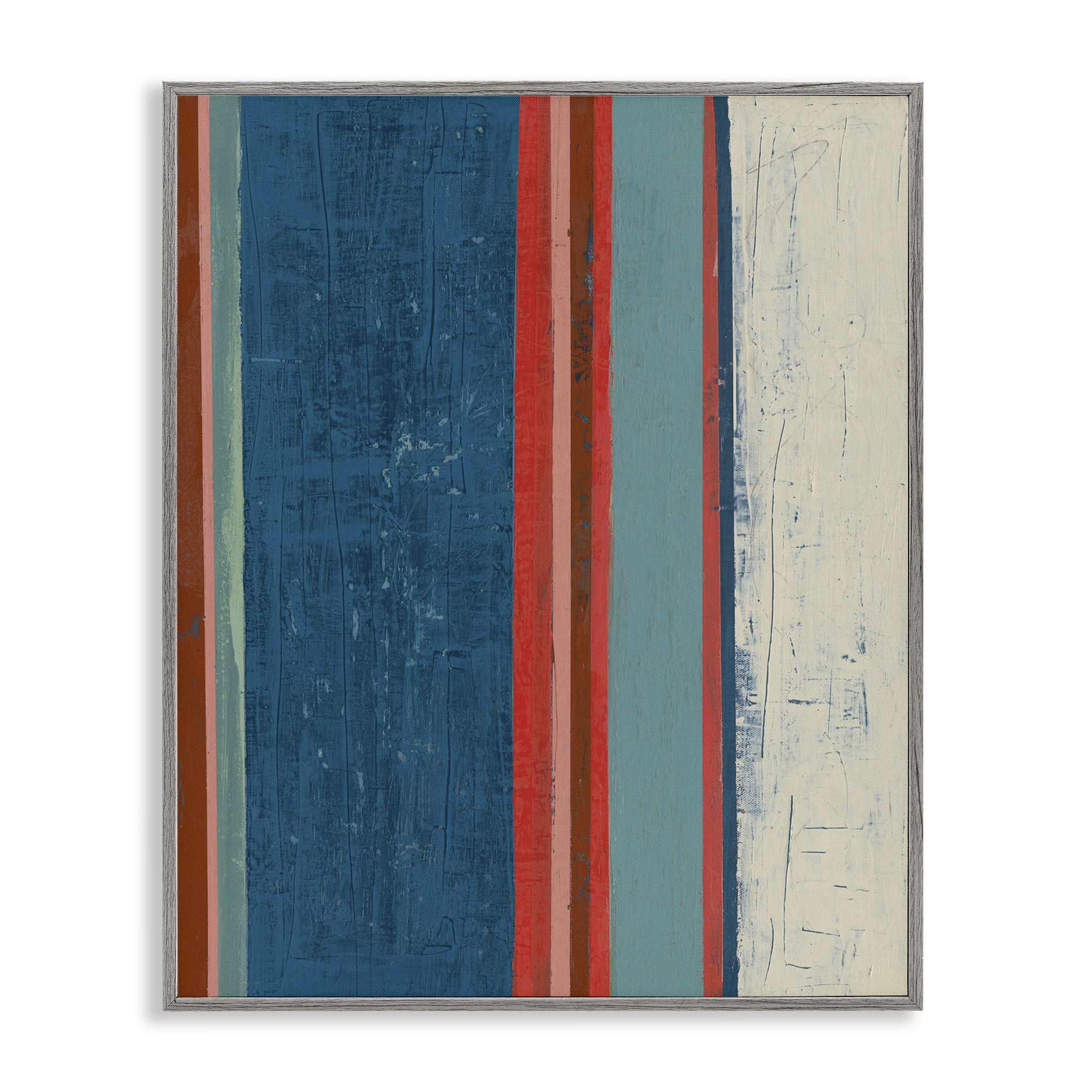 Stupell Industries Farmhouse Rustic Stripes Abstract Painting Gray Framed Art Print Wall Art, 11 x 14