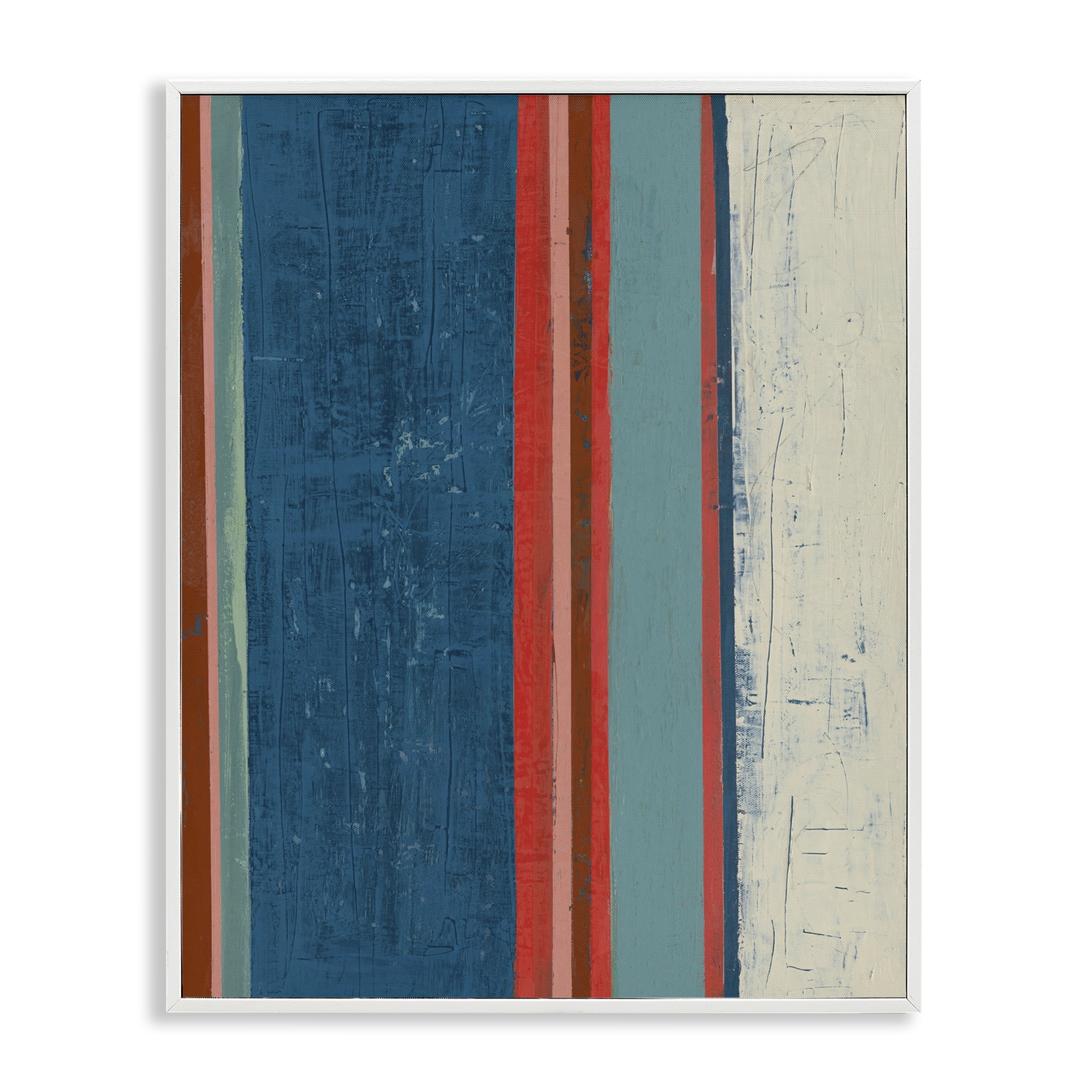 Stupell Industries Farmhouse Rustic Stripes Abstract Painting White Framed Art Print Wall Art, 11 x 14