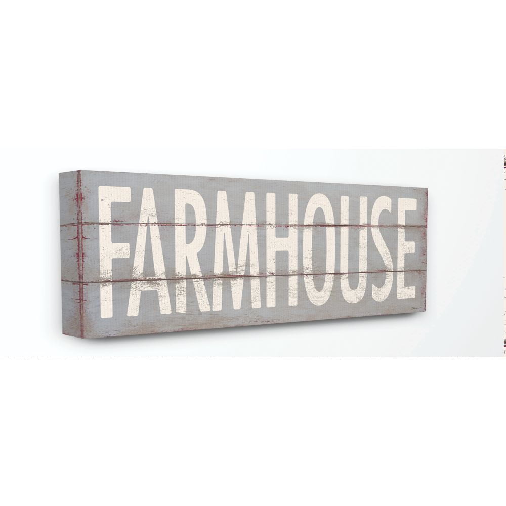 Stupell Industries Farmhouse Rustic Wood Textured Grey Word Design Canvas Wall Art by Stephanie Workman Marrott