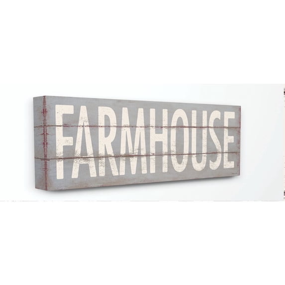 Stupell Industries Farmhouse Rustic Wood Textured Grey Word Design Canvas Wall Art by Stephanie Workman Marrott