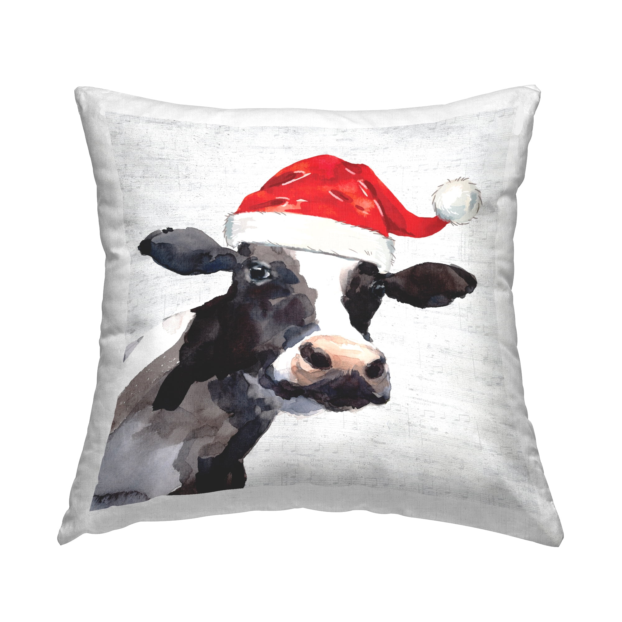 Stupell Industries Farmhouse Santa Cow Country Animal Square Decorative Printed Throw Pillow, 18 x 18,