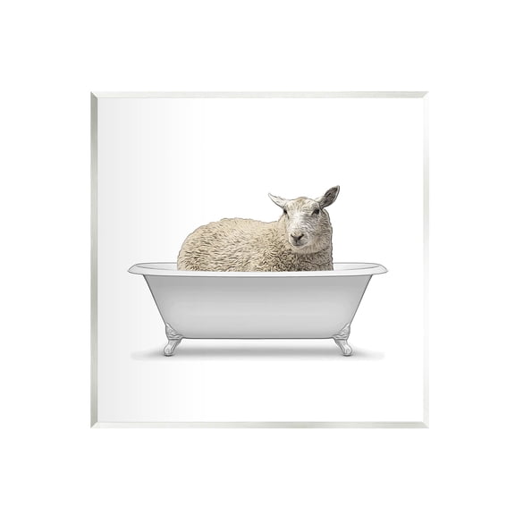 Stupell Industries Farmhouse Sheep Claw Foot Bathtub Graphic Art Unframed Art Print Wall Art, Design by Annalisa Latella