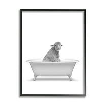 Stupell Industries Farmhouse Sheep In Bathtub Animals & Insects Painting Black Framed Art Print Wall Art