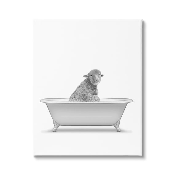 Stupell Industries Farmhouse Sheep In Bathtub Animals & Insects Painting Gallery Wrapped Canvas Print Wall Art