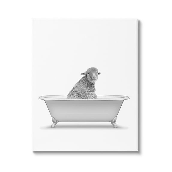 Stupell Industries Farmhouse Sheep In Bathtub Animals & Insects Painting Gallery Wrapped Canvas Print Wall Art