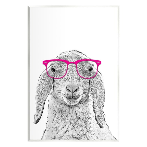 Stupell Industries Farmhouse Sheep Pink Glasses Animals & Insects Painting Unframed Art Print Wall Art